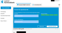 Im Feld "Passwort" geben Sie ihr Passwort ein, Im Feld Passwort-Bestätigung geben Sie dieses erneut ein. Anschliessend klicken Sie auf das Feld unten rechts "Speichern als PDF" um das Dokument herunterzuladen.